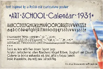 zai Art School Calendar 1931 font