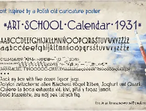 zai Art School Calendar 1931 font