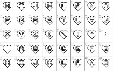 Hearts BRK font