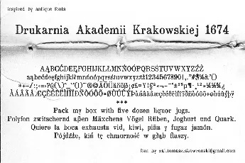 Drukarnia Akademii Krakowskiej 1674 font