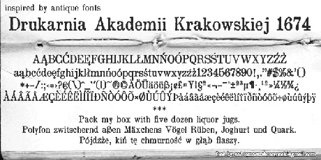 Drukarnia Akademii Krakowskiej 1674 font