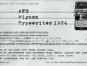 AEG Mignon Typewriter 1924 font