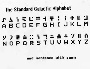 Standard Galactic Alphabet Hand font