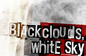 Black clouds, white sky font