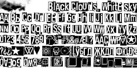 Black clouds, white sky font