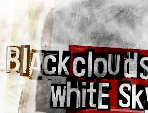 Black clouds, white sky font