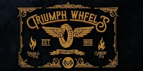 Triumph wheels rough font