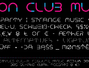 NEON CLUB MUSIC font