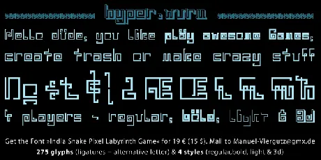 India Snake Pixel Labyrinth font