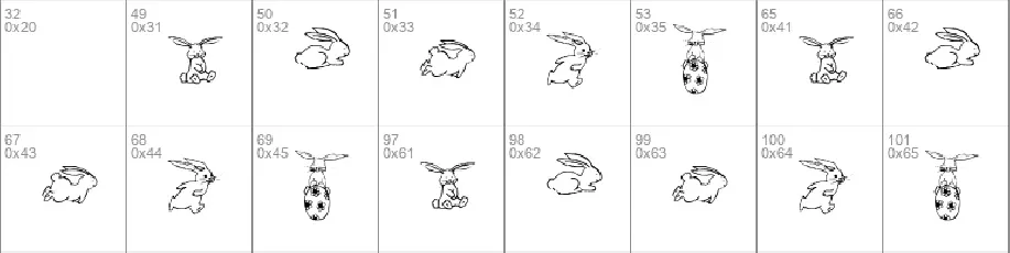 KR Five Bunnies font