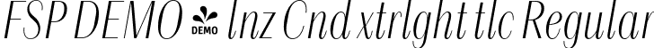 FSP DEMO - lnz Cnd xtrlght tlc Regular font - Fontspring-DEMO-alonzo-cndextralightitalic.otf