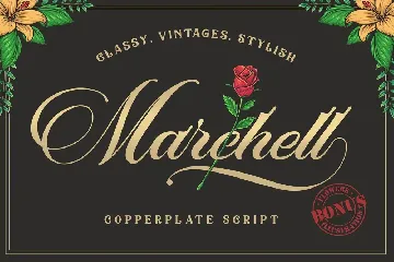 Marchell Font+ Bonus Vector Flowers