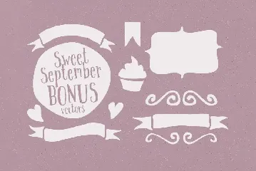 Sweet September script serif with clipart font