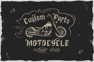 Old Biker. Gothic style vintage label font.