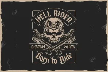 Old Biker. Gothic style vintage label font.